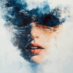 Abstract Female Portrait: A Study in Texture and Emotion