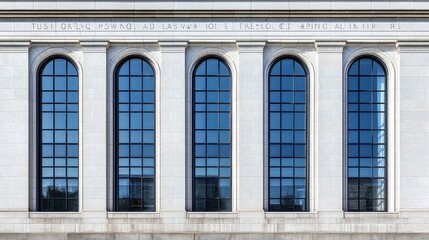 Obraz premium Majestic Arched Windows of a Stately Building Facade