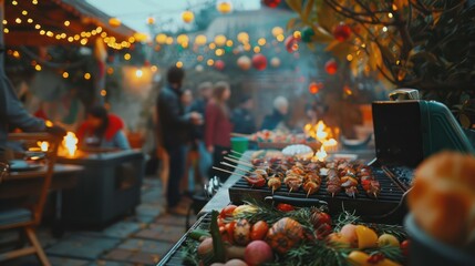 Christmas celebrations featuring outdoor parties with friends and family