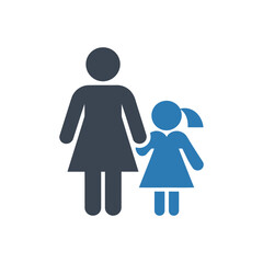 Mother guiding daughter icon