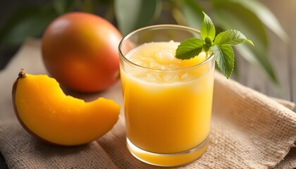 Fototapeta premium Refreshing Mango Lassi with Yogurt and Spices 