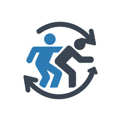 Two runners in circular motion icon