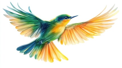 Fototapeta premium Vibrant bird in flight.