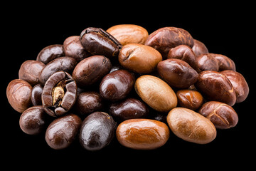 Obraz premium Rich assortment of coffee beans showcasing various colors and textures
