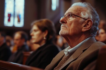Older man in church service