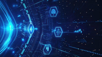 Fototapeta premium Futuristic Abstract Tech Background with Blue Glowing Lines