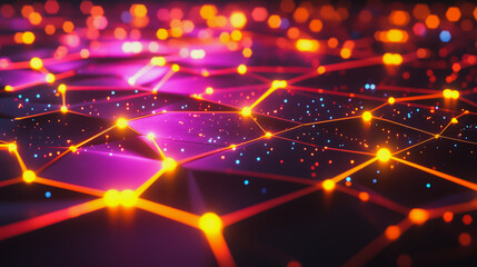 Fototapeta premium Abstract business connection of lines from nodes It is connected to endless nodes and represents the innovation of communication in the network.