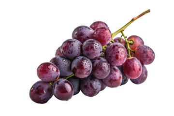Fresh Juicy Purple Grapes with Water Droplets on White Background