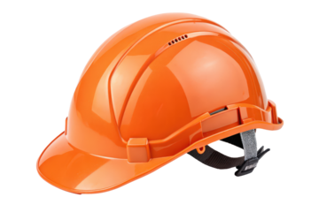 Bright Orange Construction Safety Helmet Isolated on White Background