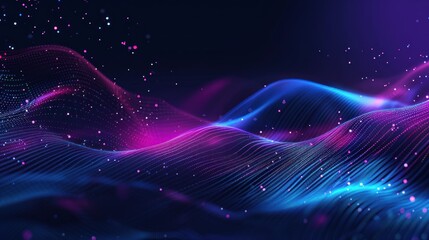 Obraz premium Abstract Digital Landscape with Glowing Particles