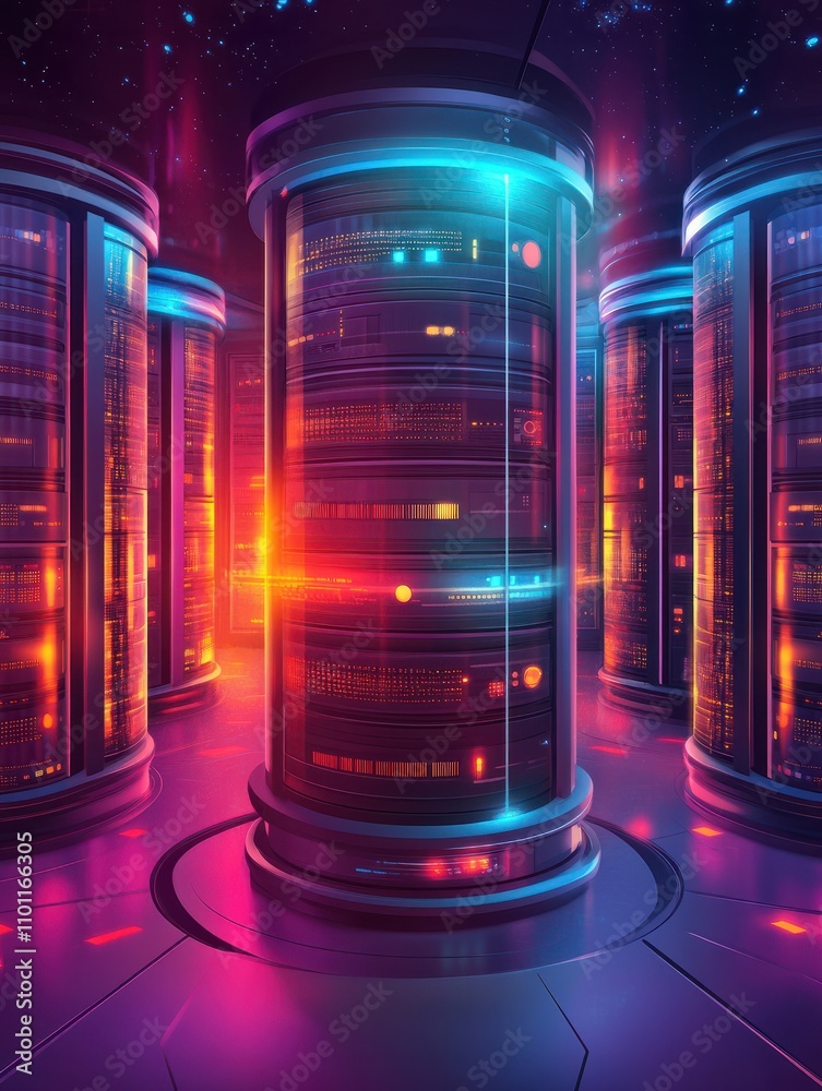Poster database security abstract concept vector illustration set. big data storage, big data engineering, 