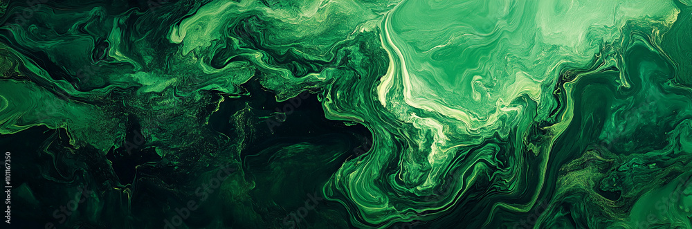 Poster dynamic abstract green marble texture with swirling patterns, resembling fluid art. perfect for desi