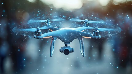 Naklejka premium a drone flying out of the cell phone rendering