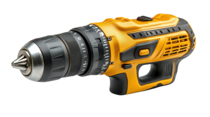 orange cordless drill isolated on white background