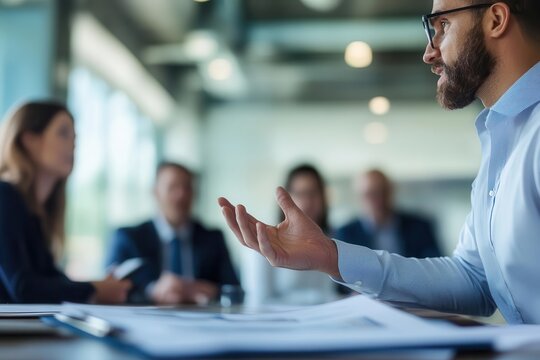 A consultant presenting a client success story during a pitch for new business, Symbol of expertise, Career growth