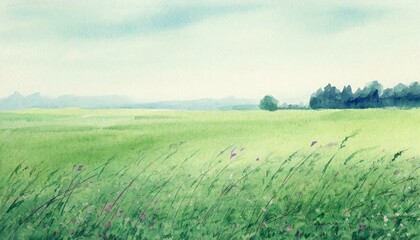 Obraz premium countryside meadow landscape painting