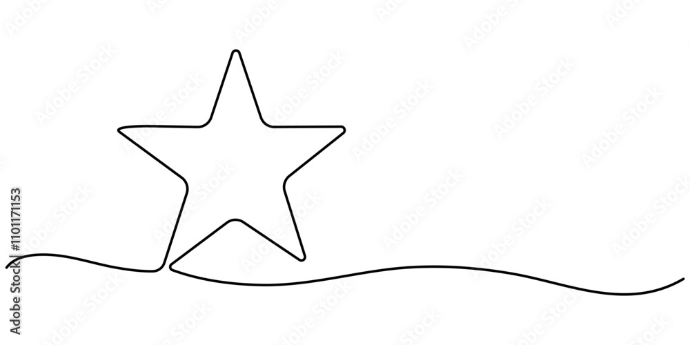 Poster hand draw doodle stars illustration in continuous line arts style vector, star continuous one line d