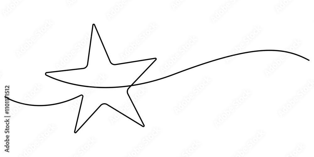 Poster hand draw doodle stars illustration in continuous line arts style vector, star continuous one line d