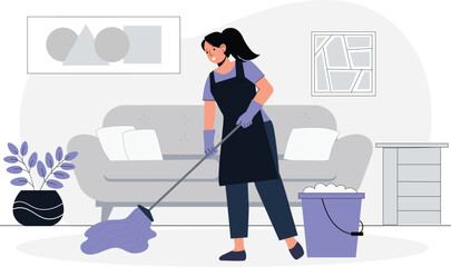 Fototapeta premium Cleaning Services Illustration