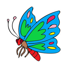 colorful butterfly cartoon illustration vector file useful for video making clip art