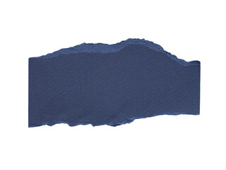 Hand torn blue paper with rough edges, isolated on white background, PNG vector 