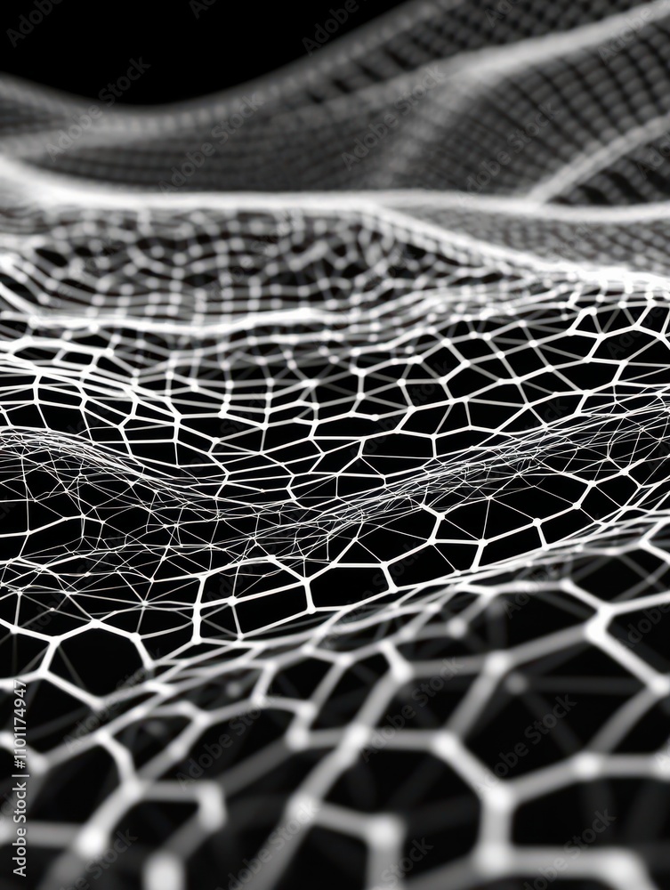 Poster technology vector abstract background with hexagons mesh, 3d abstraction of nanotechnology and scien