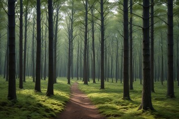 Obraz premium there is a dirt path in the middle of a forest