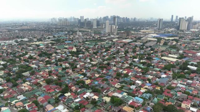 Establishing shot of houses in Barangay Dela Paz, Pasig City