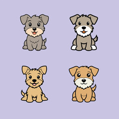Fototapeta premium Collection of Cute Imaal Terrier Dog isolated Vector illustration