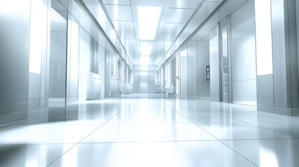 Obraz premium Illuminating Corridor: A Sleek and Spacious Corporate Passage