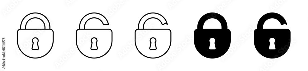 Poster Lock icon set. privacy icon , secure private security icons - padlock icon button - Keyhole icon, Door key hole button. editable stroke