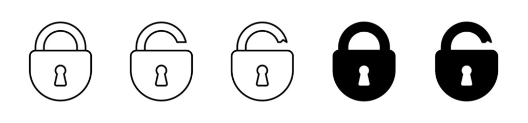 Lock icon set. privacy icon , secure private security icons - padlock icon button - Keyhole icon, Door key hole button. editable stroke