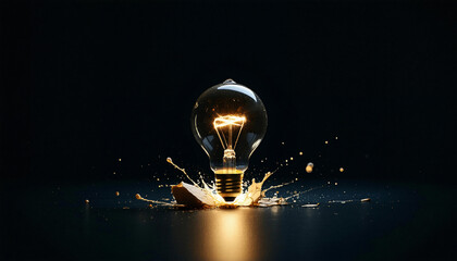 light bulb on black background