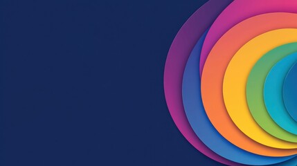 Obraz premium Vibrant Layers of Colorful Circular Shapes against a Deep Blue Background