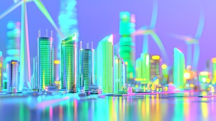 Neon Cityscape at Night, Futuristic Architecture