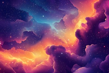 Fototapeta premium A vibrant cosmic scene filled with colorful clouds and stars, evoking a sense of wonder.
