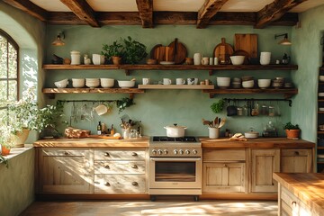 Rustic farmhouse kitchen with reclaimed wood accents