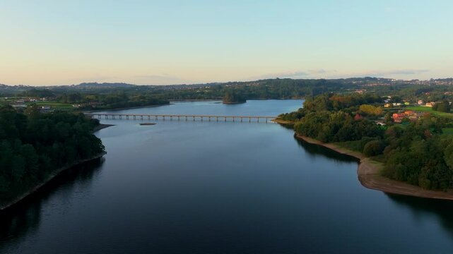 Bridge Over Cecebre Lake. Aerial Shot