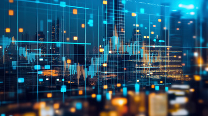 Grafische Elemente Analysen und Trendprognosen, Präsentation mit dynamische Diagramme und Graphen, digitaler Kursverlauf Markttrend Trading Analytik Charts