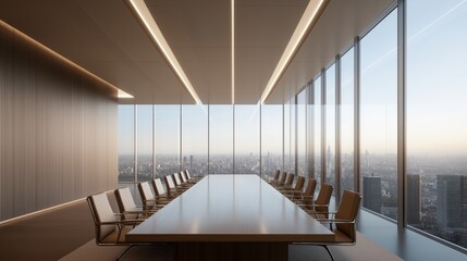 Obraz premium Modern conference room with large table and chairs