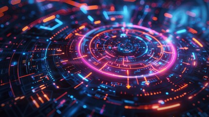 Hologram HUD circle interface. Digital data network protection, future technology network concept. Excellent for any kind of high tech, science