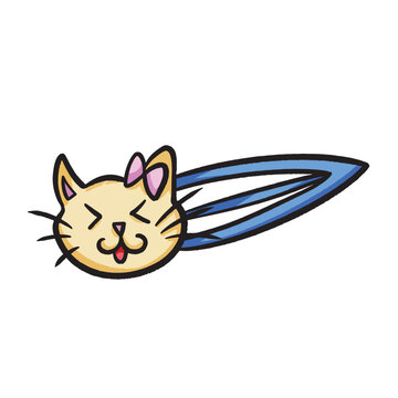 recommend clip art: Cute cat face shaped hair clip colorful illustration isolated on square white background. Simple flat outlined cartoon art styled drawing.