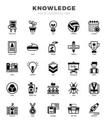 Knowledge Icon Pack 25 Vector Symbols for Web Design.