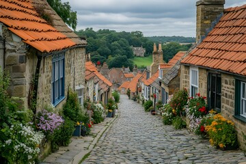 Obraz premium Quiet Street in a Small Village