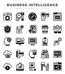 Set of Lineal Filled Business Intelligence Icons. Lineal Filled art icon. Vector illustration