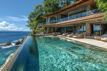 Fototapeta premium Exclusive Beachfront Villa with Private Pool