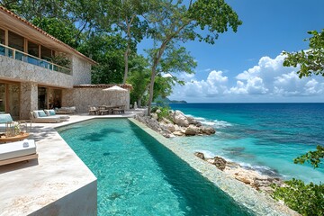 Fototapeta premium Exclusive Beachfront Villa with Private Pool