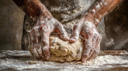 Fototapeta premium Hands kneading dough.