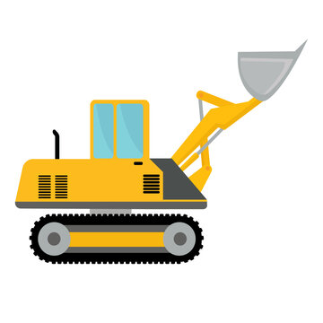 recommend clip art: Yellow excavator flat vector illustration isolated on white background, heavy construction equipment, excavator digger machine clip art, excavator clipart image, construction vehicle flat icon
