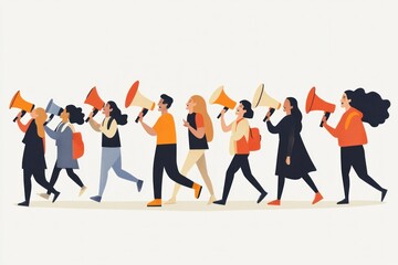 Obraz premium A group of diverse people walking together